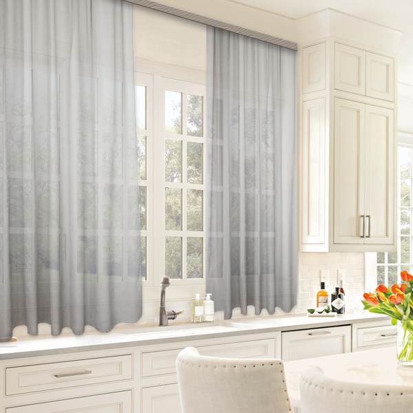 Set of curtains for the kitchen tulle linen 100*180 2pcs gray