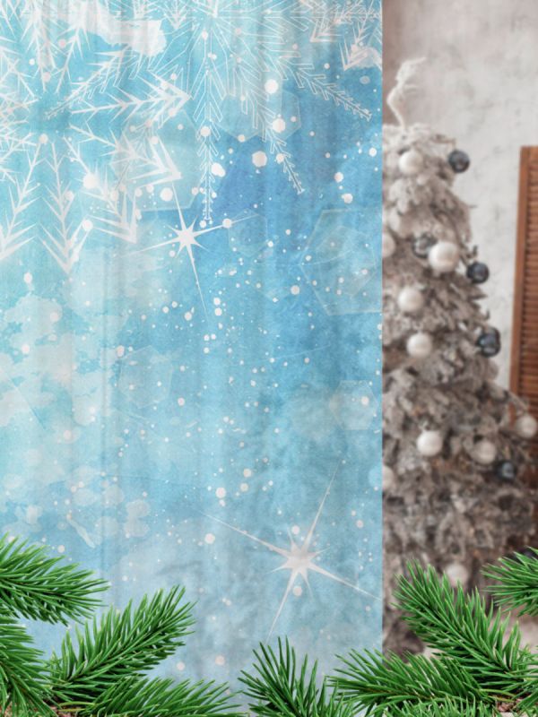 Curtain tulle linen digital printing New Year 0013 145*260